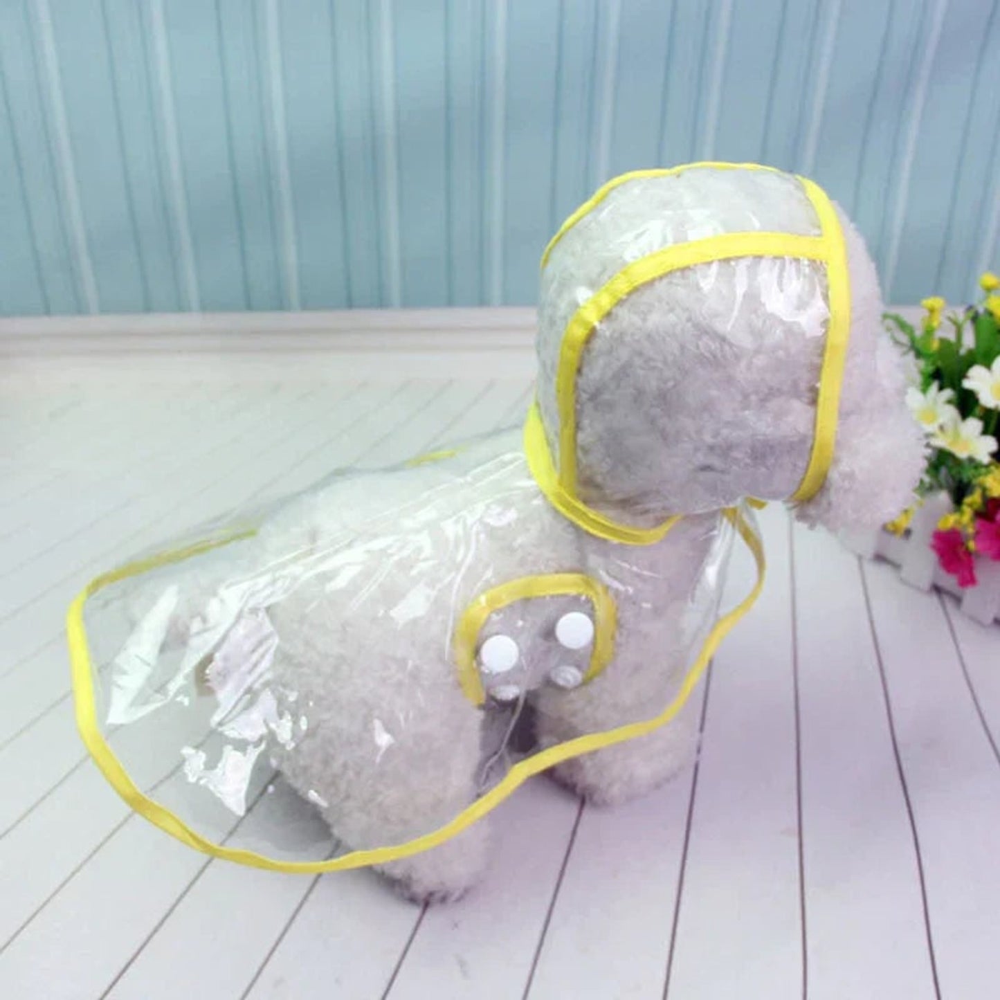 Dog Raincoat Waterproof Jacket Clear Hooded Pet Rain Gear With Colored Trim - Image 18