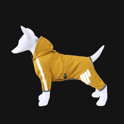 Dog Raincoat Waterproof Jacket With Adjustable Hood And Reflective Strips For Full Body Coverage - Image 2