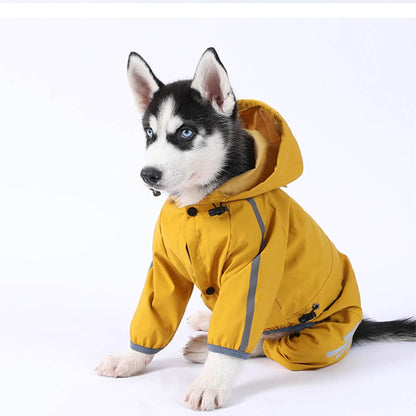 Dog Raincoat Waterproof Jacket With Adjustable Hood And Reflective Strips For Full Body Coverage - Image 10