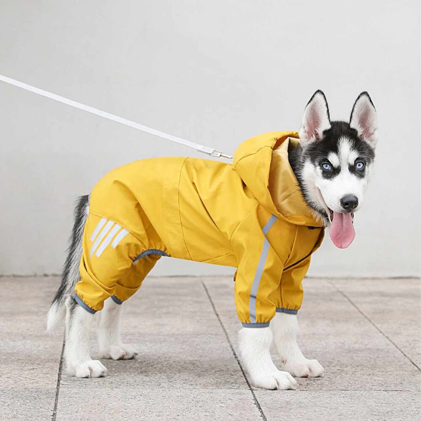 Dog Raincoat Waterproof Jacket With Adjustable Hood And Reflective Strips For Full Body Coverage - Image 9