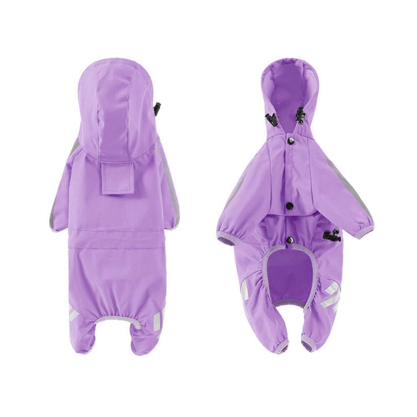 Dog Raincoat Waterproof Jacket With Adjustable Hood And Reflective Strips For Full Body Coverage - Image 3