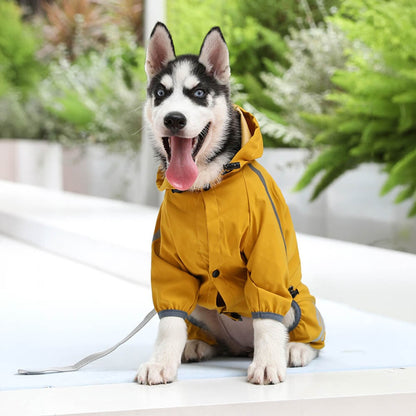 Dog Raincoat Waterproof Jacket With Adjustable Hood And Reflective Strips For Full Body Coverage - Image 8
