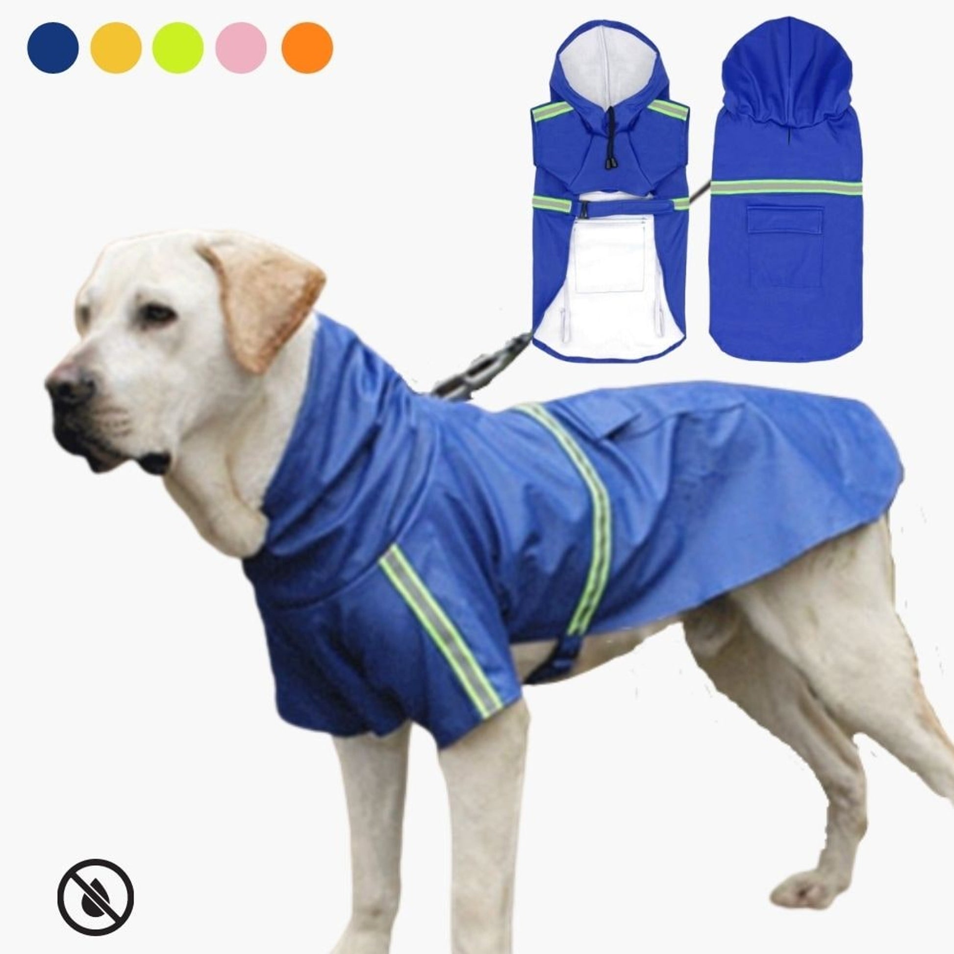 Dog Raincoat Waterproof Rain Jacket With Hood And Reflective Strips For Pets - Image 2