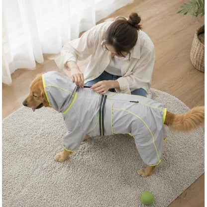 Dog Raincoat With Legs Rain Jacket For Large Full-Body Suit With Hood And Elastic Cuffs - Image 6