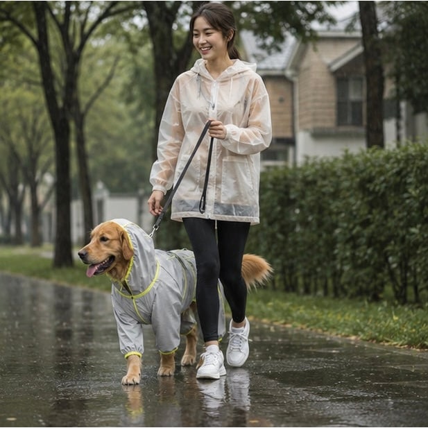 Dog Raincoat With Legs Rain Jacket For Large Full-Body Suit With Hood And Elastic Cuffs - Image 7