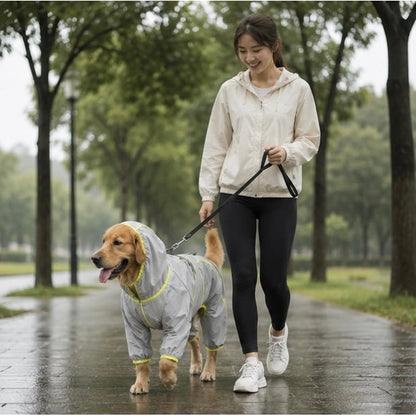 Dog Raincoat With Legs Rain Jacket For Large Full-Body Suit With Hood And Elastic Cuffs - Image 8