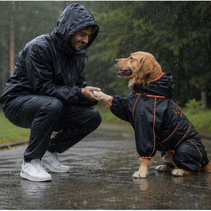 Dog Raincoat With Legs Rain Jacket For Large Full-Body Suit With Hood And Elastic Cuffs - Image 9