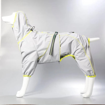 Dog Raincoat With Legs Rain Jacket For Large Full-Body Suit With Hood And Elastic Cuffs - Image 3