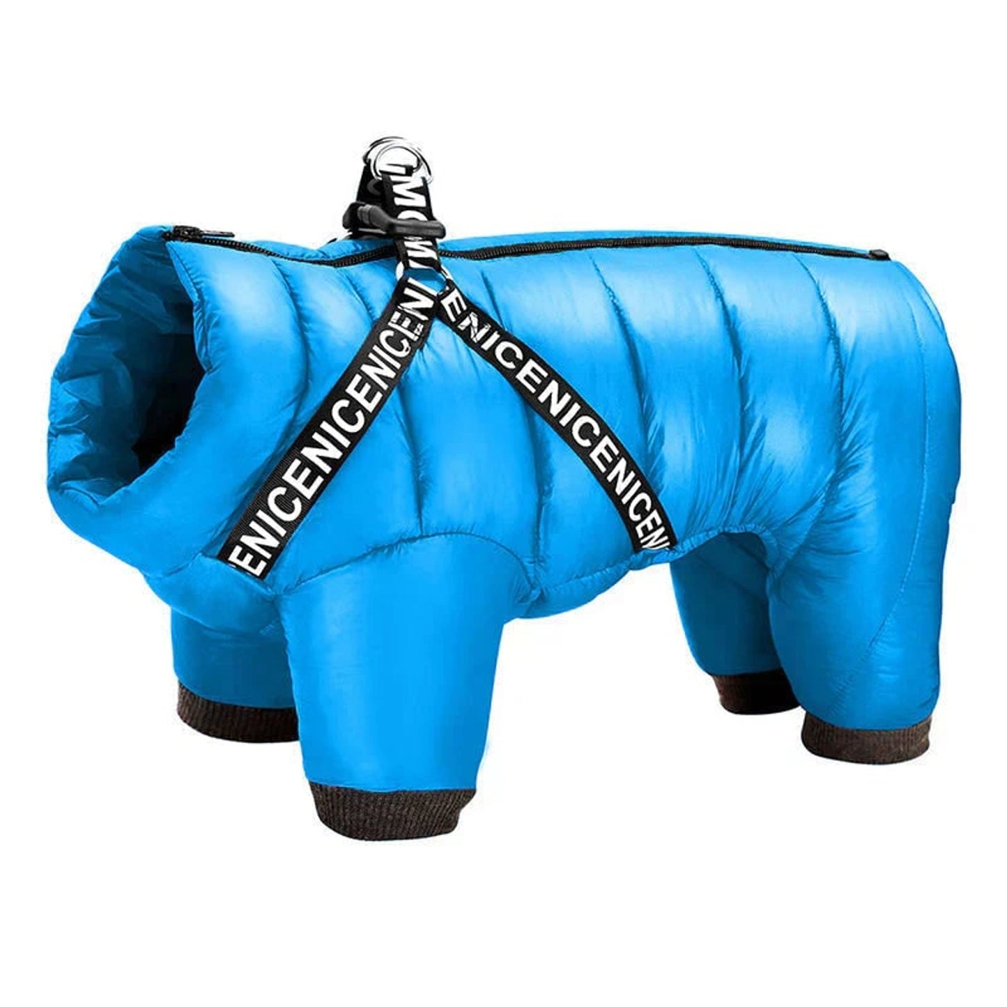 Dog Winter Coat Padded Jumpsuit With Harness D-Ring And Waterproof Fabric - Image 2