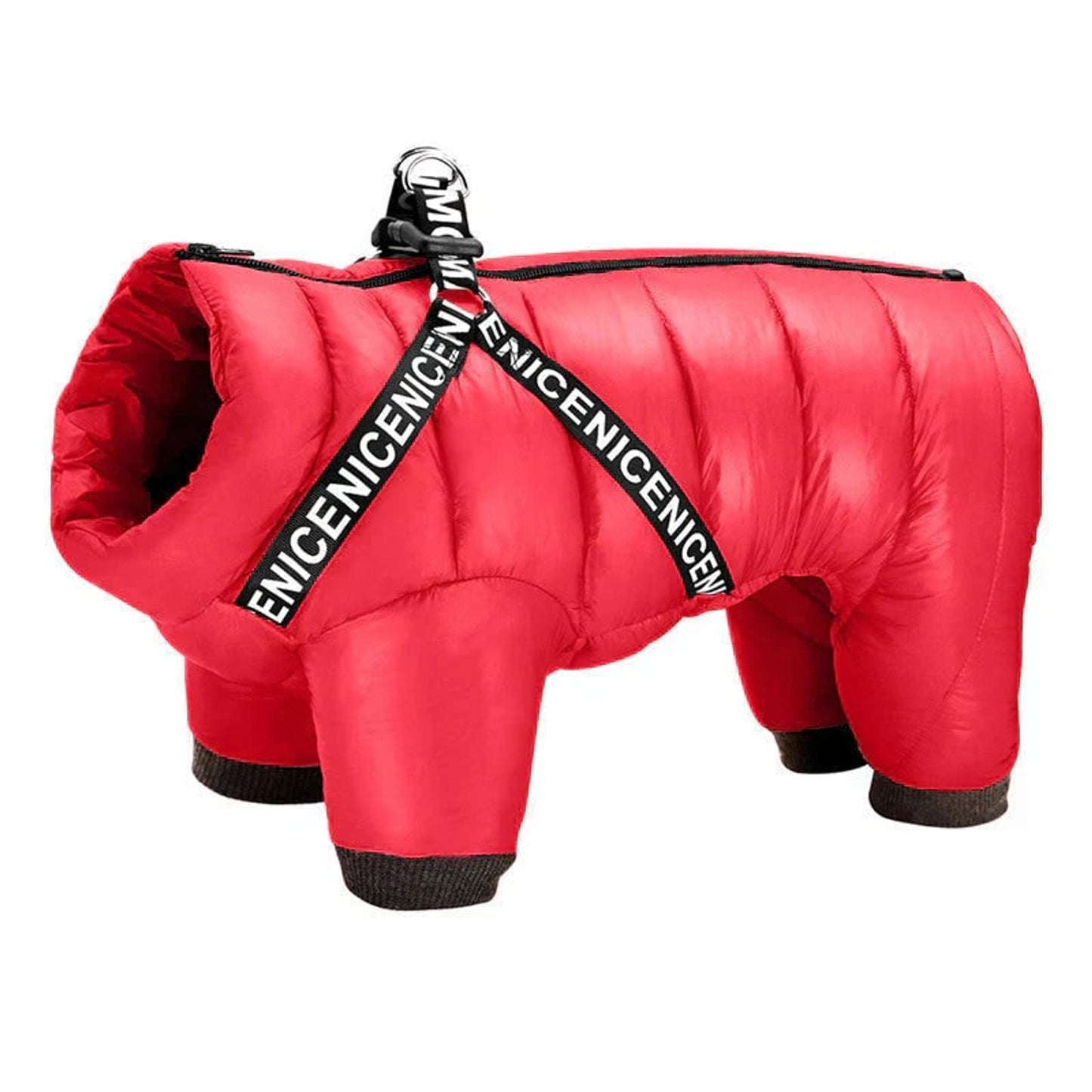 Dog Winter Coat Padded Jumpsuit With Harness D-Ring And Waterproof Fabric - Image 10