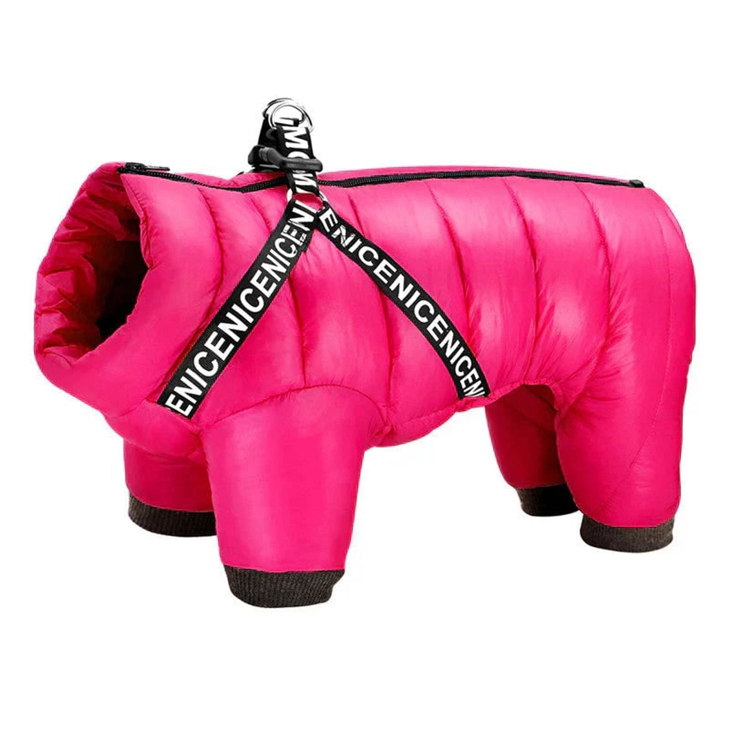 Dog Winter Coat Padded Jumpsuit With Harness D-Ring And Waterproof Fabric - Image 6