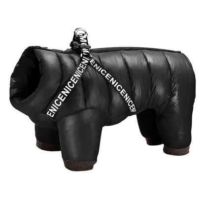 Dog Winter Coat Padded Jumpsuit With Harness D-Ring And Waterproof Fabric - Image 9