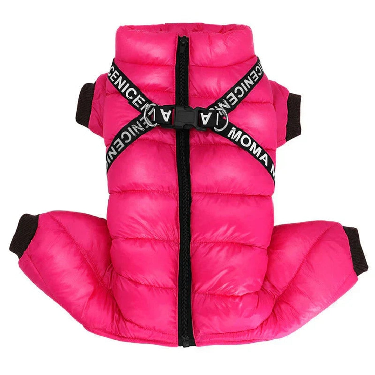 Dog Winter Coat Padded Jumpsuit With Harness D-Ring And Waterproof Fabric - Image 8