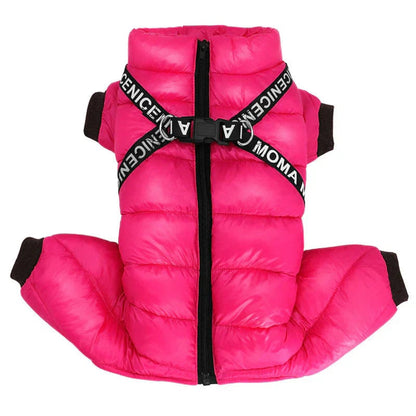 Dog Winter Coat Padded Jumpsuit With Harness D-Ring And Waterproof Fabric - Image 8