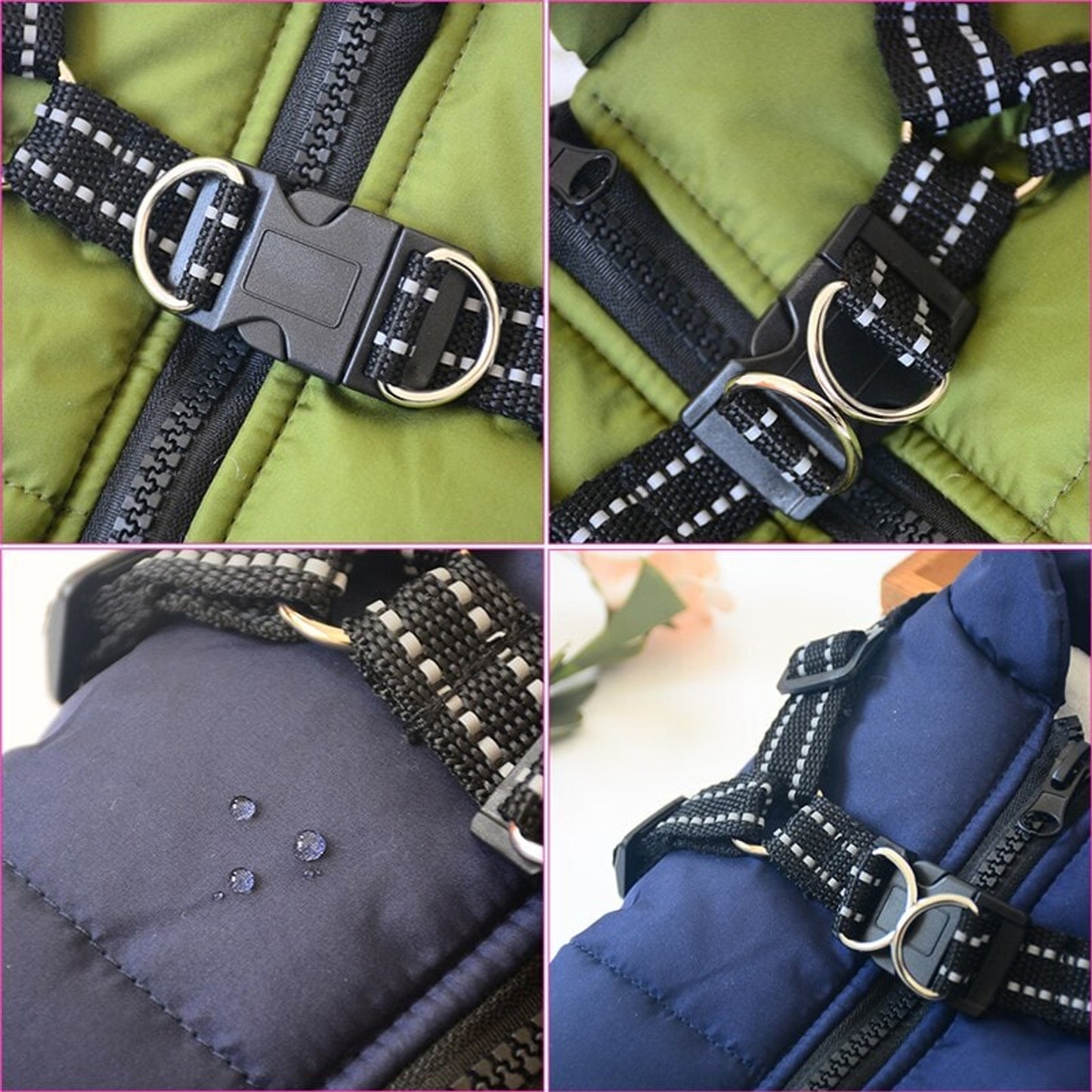 Dog Winter Coat With Harness Waterproof For Large Warm Padded Vest With Zipper - Image 3