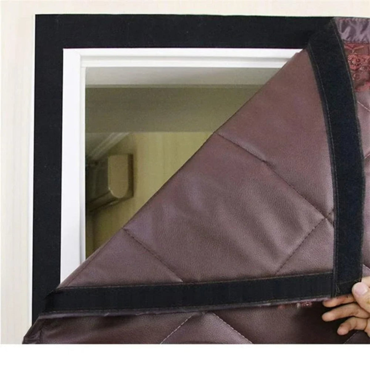 Door Draft Blocker Quilted Thermal Insulation Curtain With Magnetic Edge - Image 5