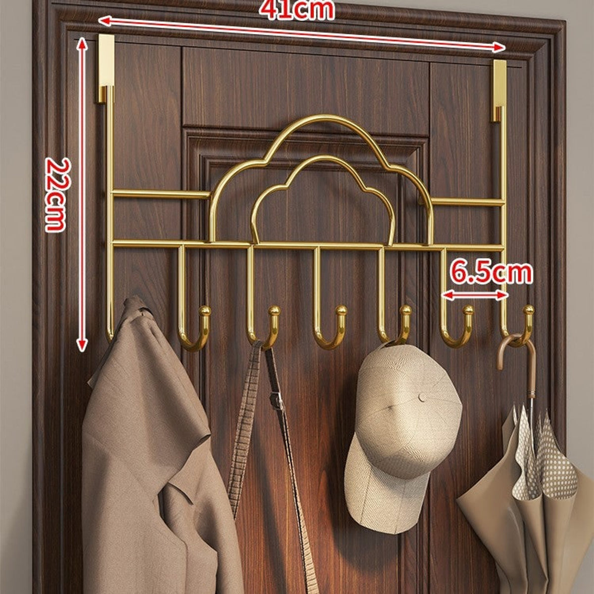 Door Mounted Coat Rack with Streamlined Cloud Shape and Hook - Image 2