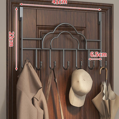 Door Mounted Coat Rack with Streamlined Cloud Shape and Hooks - Image 2