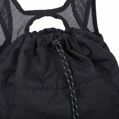 Backpack Gym Bag Drawstring Black Nylon Padded Shoulder Straps - detail
