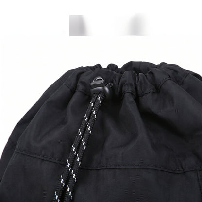 Backpack Gym Bag Drawstring Black Nylon Padded Shoulder Straps - detail