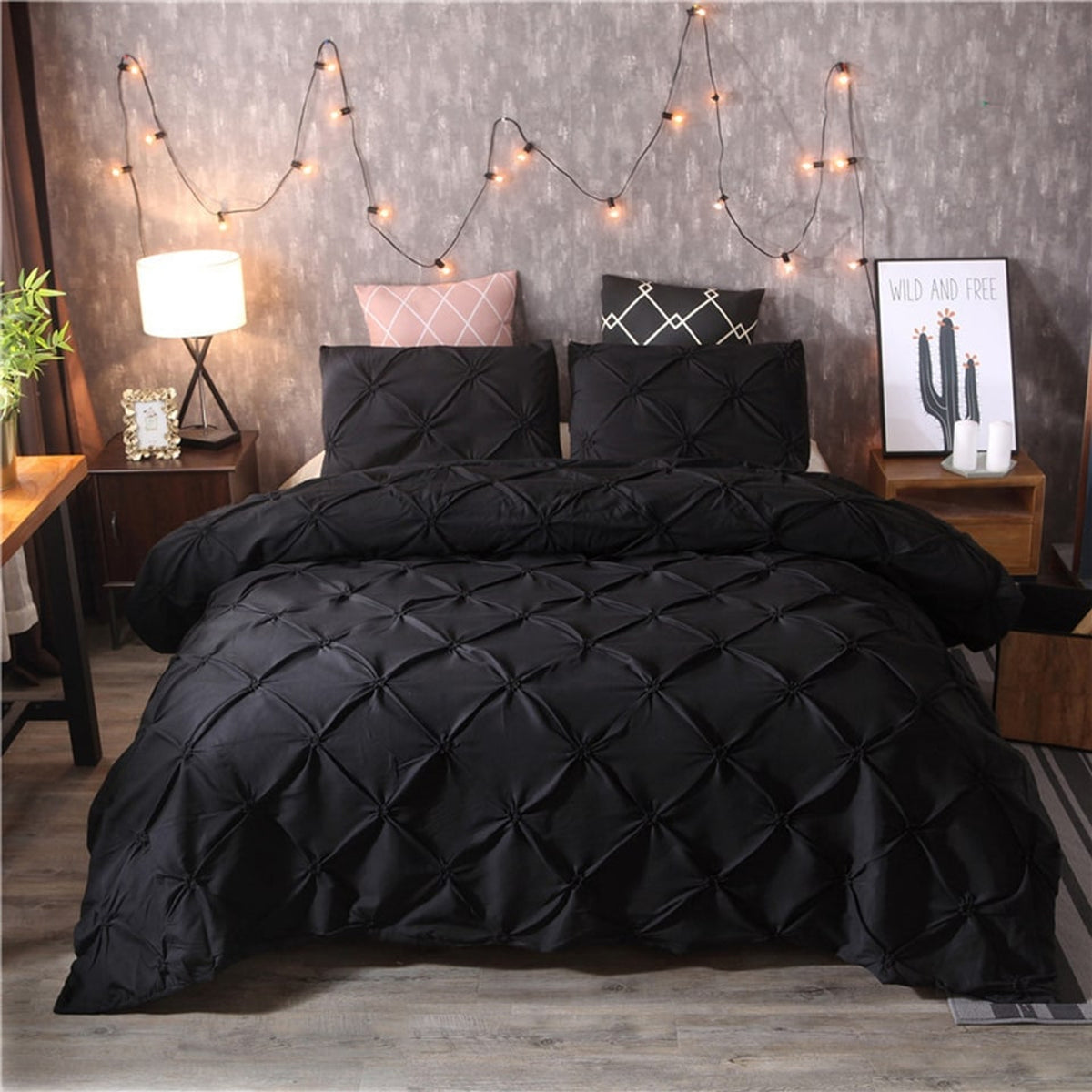 Duvet Cover Set Pinched Pleat Quilted Bedding - Image 10