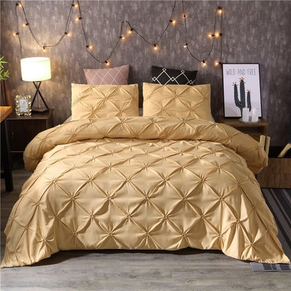 Duvet Cover Set Pinched Pleat Quilted Bedding - Image 3