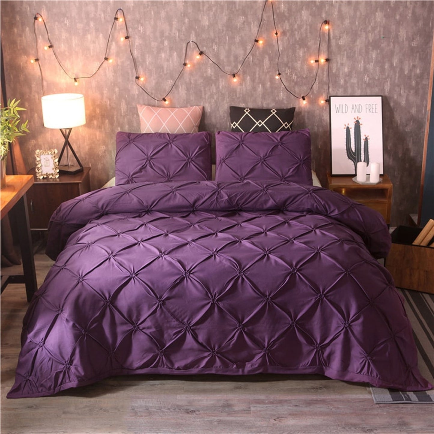 Duvet Cover Set Pinched Pleat Quilted Bedding - Image 6