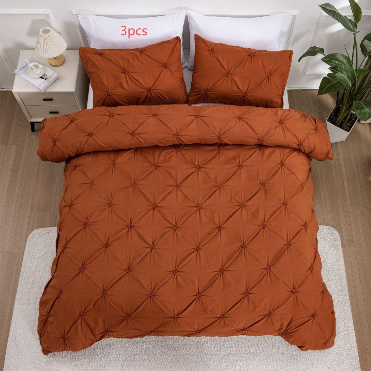 Duvet Cover Set Pinched Pleat Quilted Bedding - Image 9