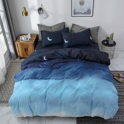 Duvet Cover Set Reversible Solid Patterned Microfiber Bedding - Image 2