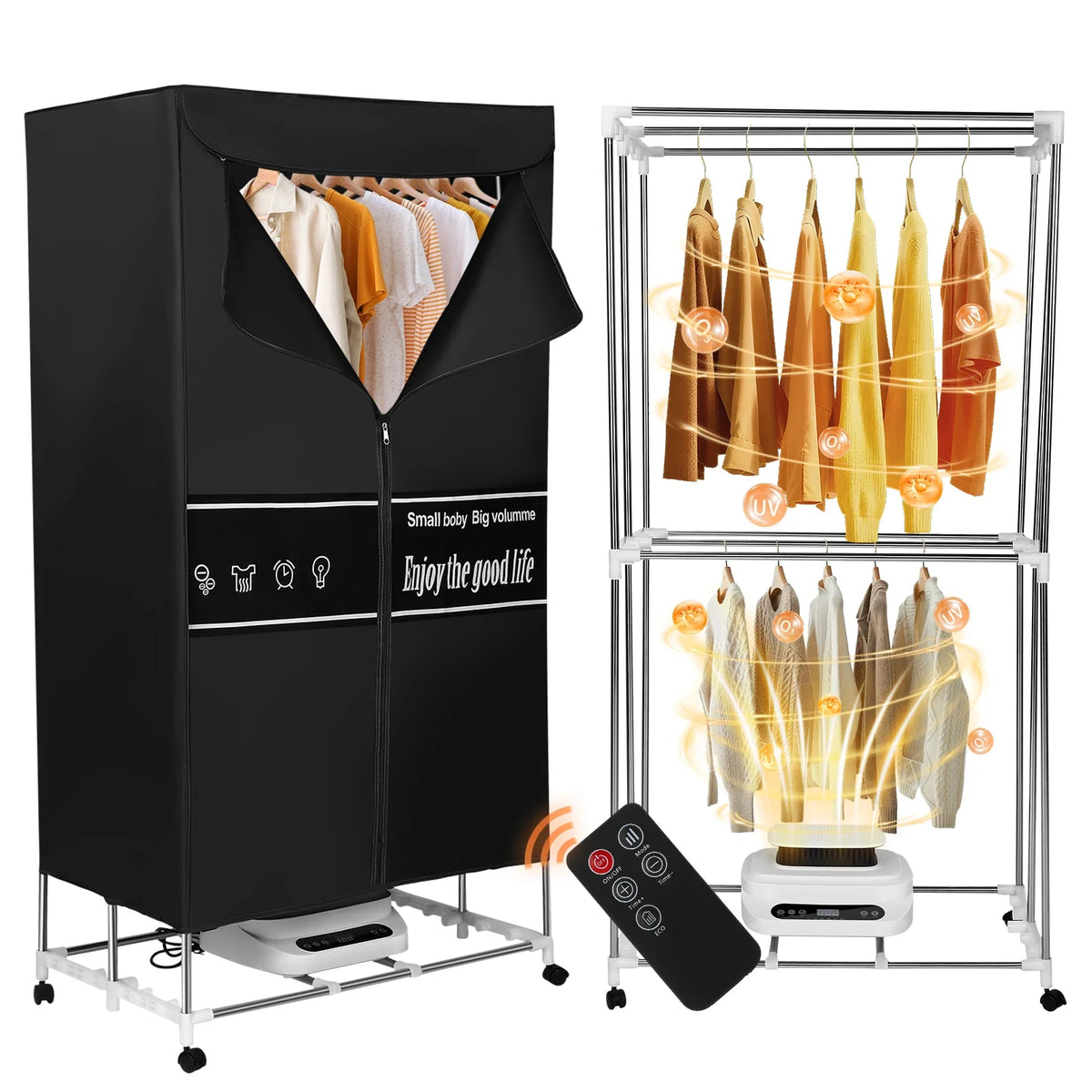 Electric Clothes Dryer Home Quick Drying Folding Cloth 2000W Large Capacity Remote Control Timing Machine - Image 1