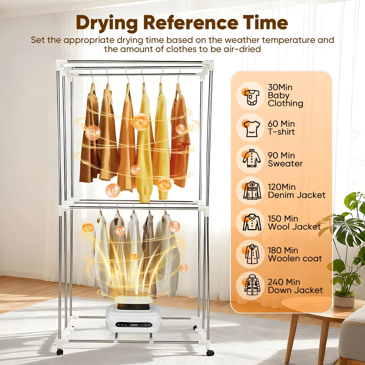 Electric Clothes Dryer Home Quick Drying Folding Cloth 2000W Large Capacity Remote Control Timing Machine - Image 6