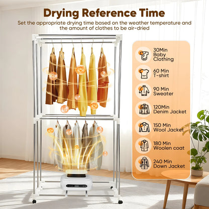 Electric Clothes Dryer Home Quick Drying Folding Cloth 2000W Large Capacity Remote Control Timing Machine - Image 6
