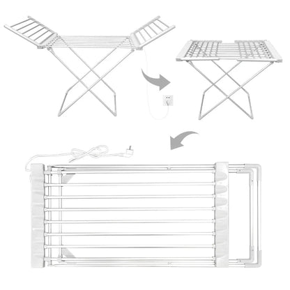 Electric Clothes Drying Rack With Heated Bars Foldable Energy Efficient Indoor Airer Freestanding & Portable - Image 5