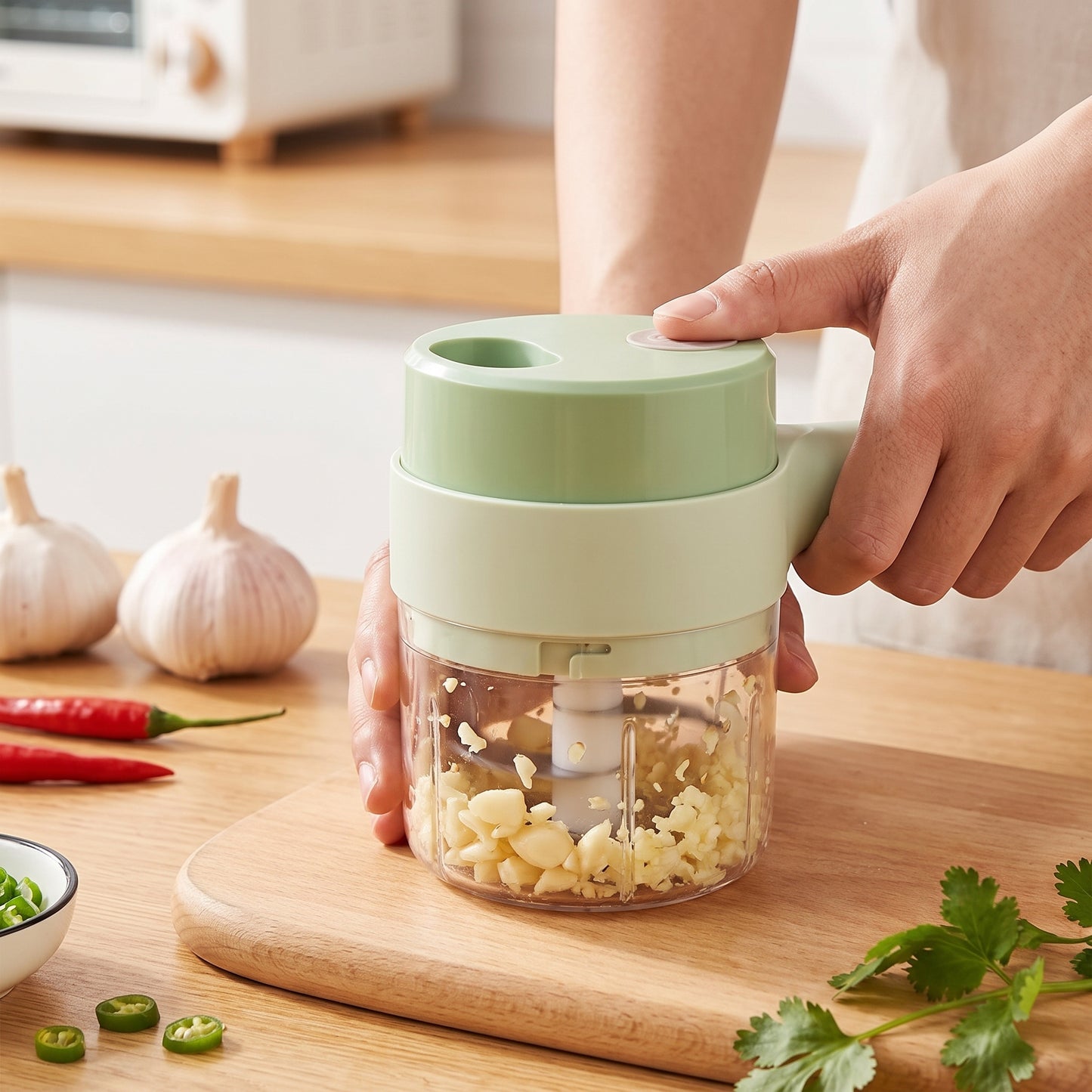 Mini Food Processor Electric Chopper Portable Rechargeable Garlic - hero