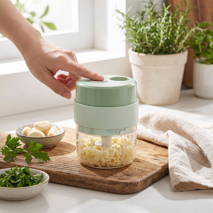 Mini Food Processor Electric Chopper Portable Rechargeable Garlic - in-use