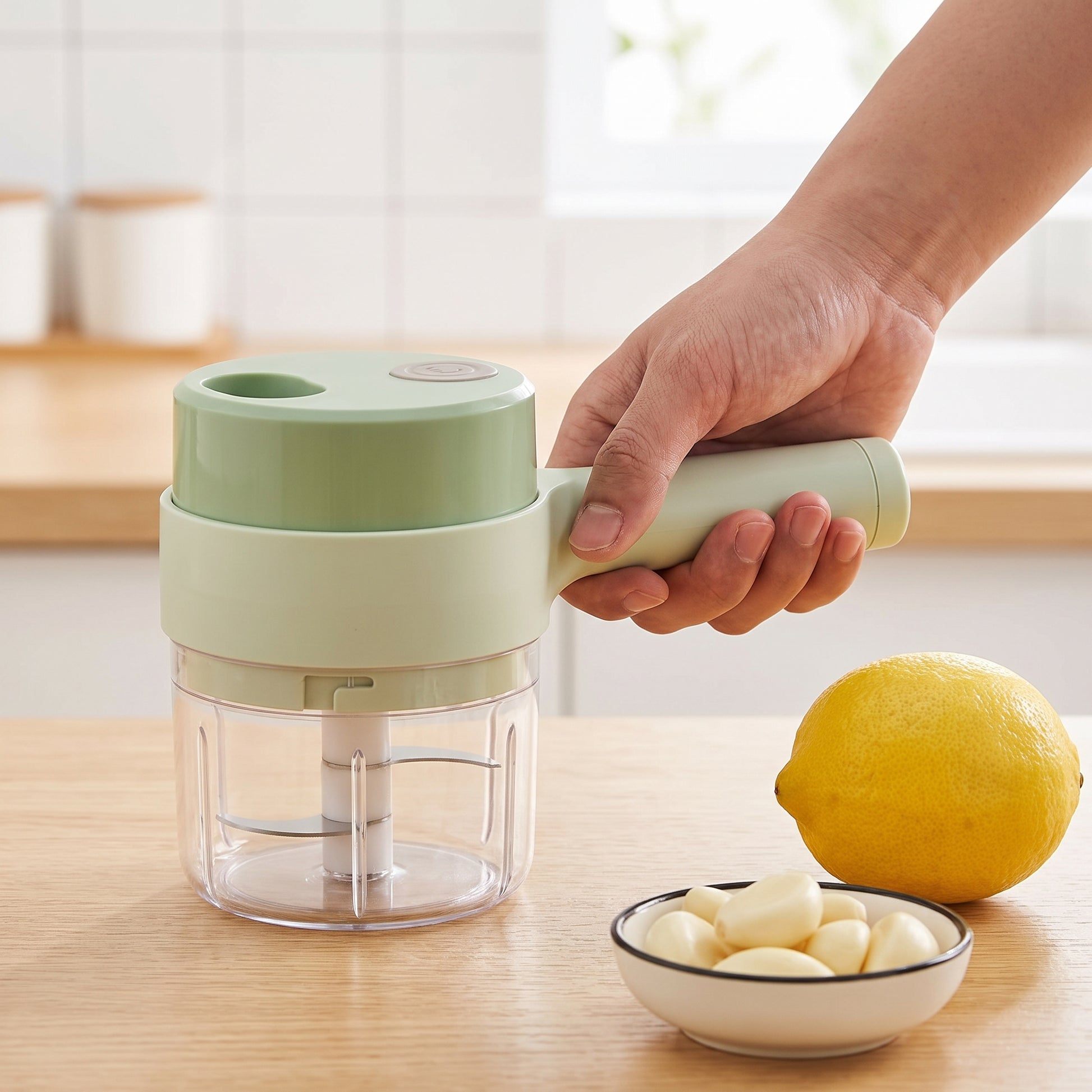 Mini Food Processor Electric Chopper Portable Rechargeable Garlic - scale