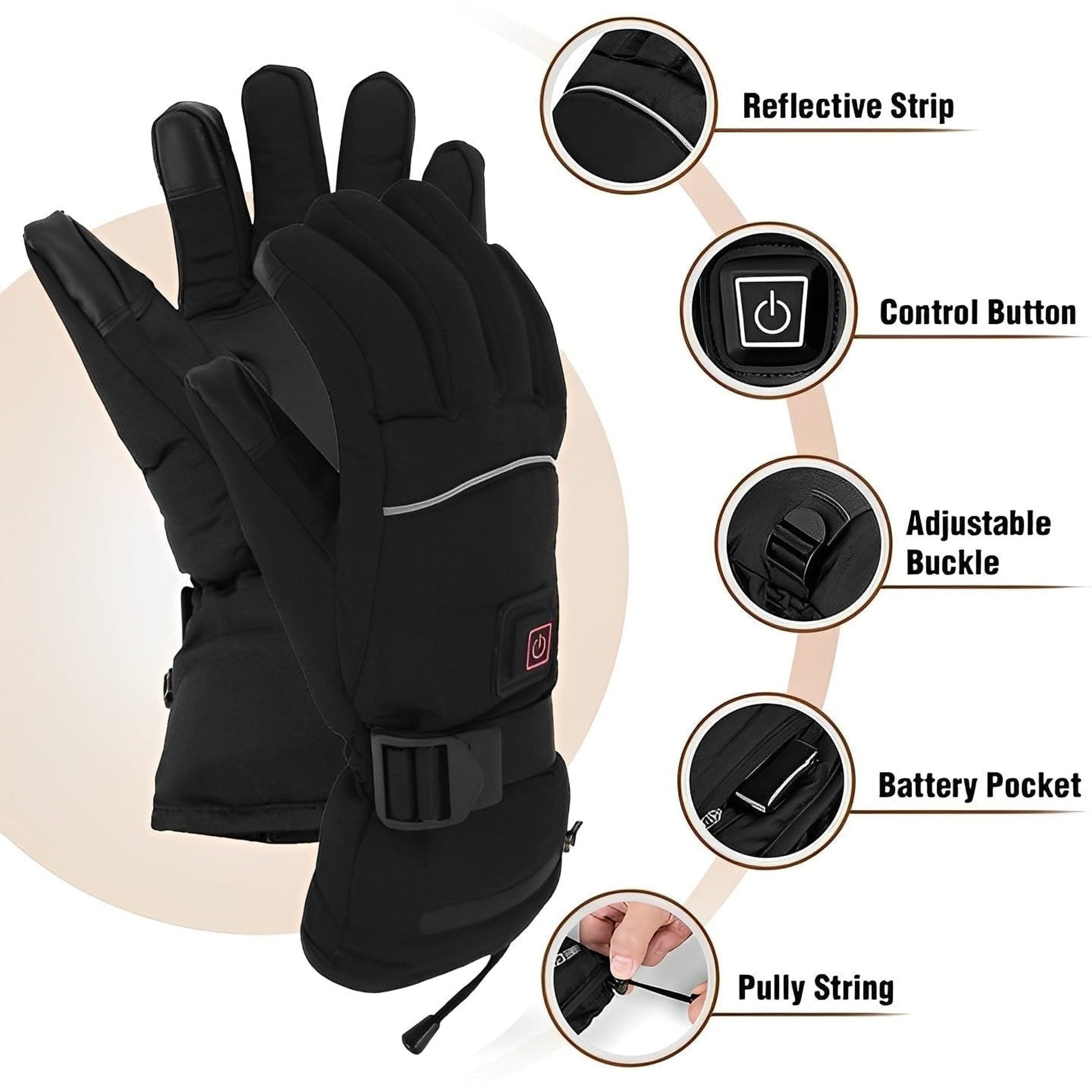 Electric Heated Gloves For Cold Hands Battery Operated With Touchscreen Fingertips And Waterproof Wrist Strap - Image 5