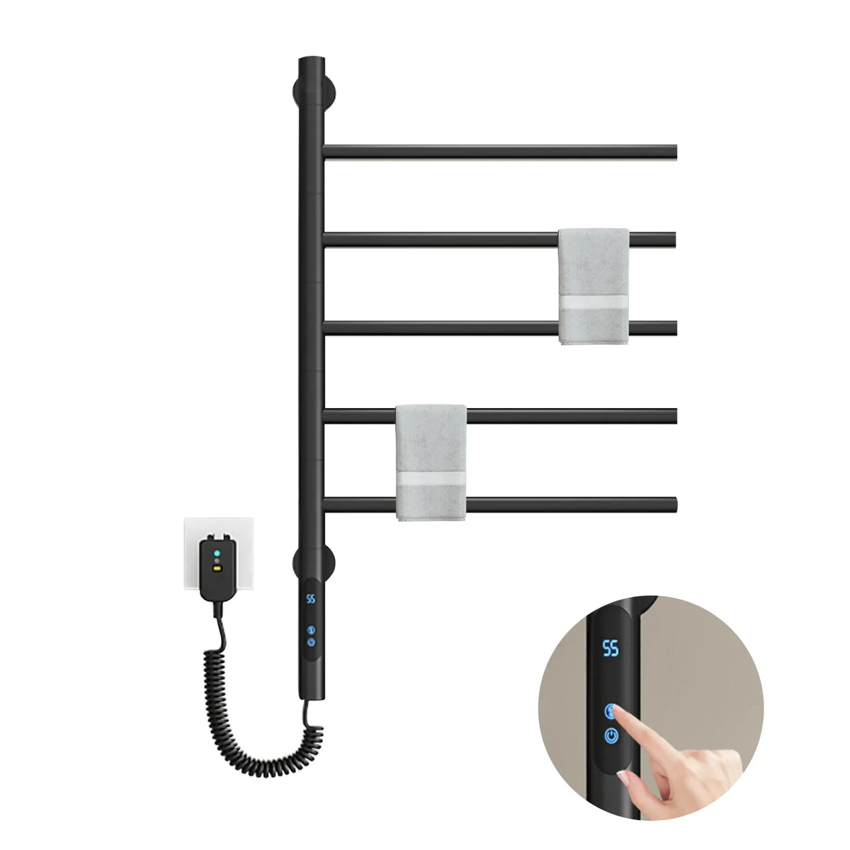 Electric Heated Towel Rack Wall Mounted Stainless Steel Fast Drying Heater Ipx4 Water Resistance - Image 1