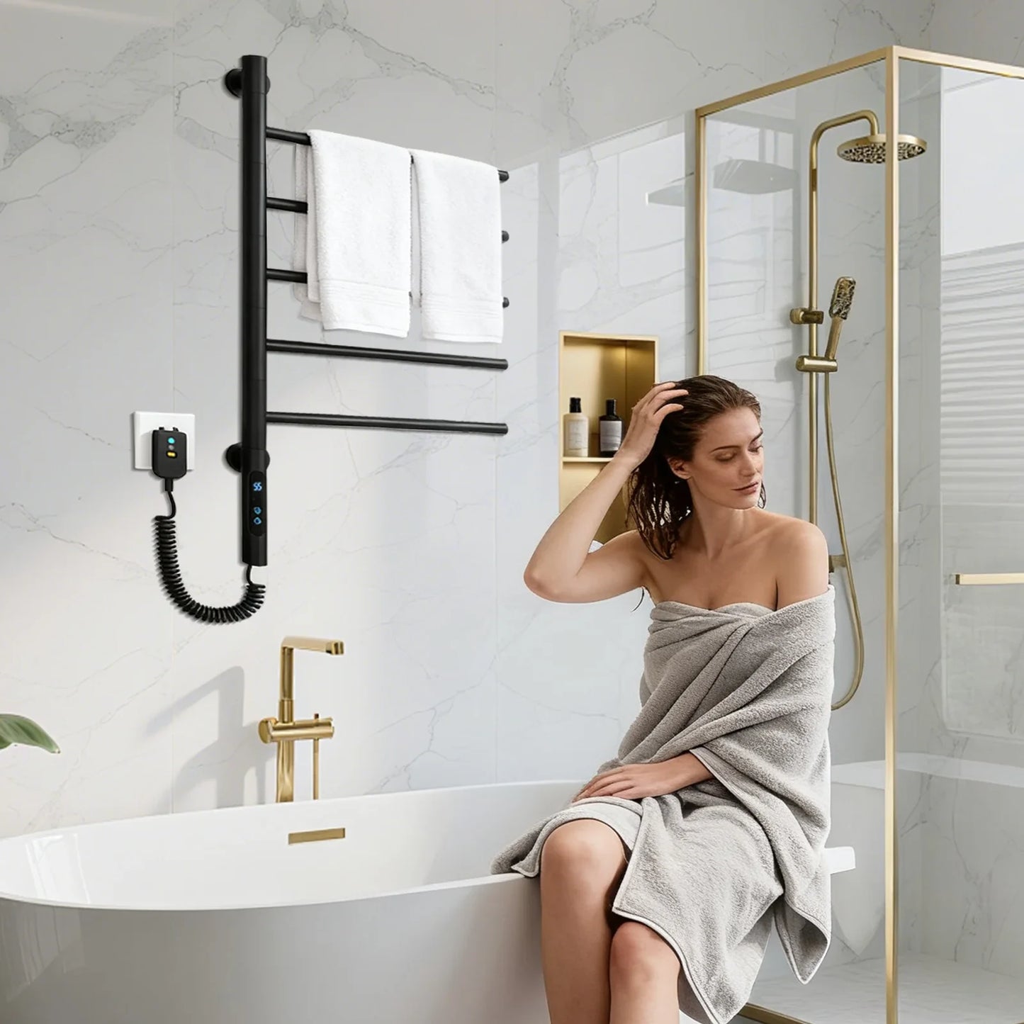 Electric Heated Towel Rack Wall Mounted Stainless Steel Fast Drying Heater Ipx4 Water Resistance - Image 5