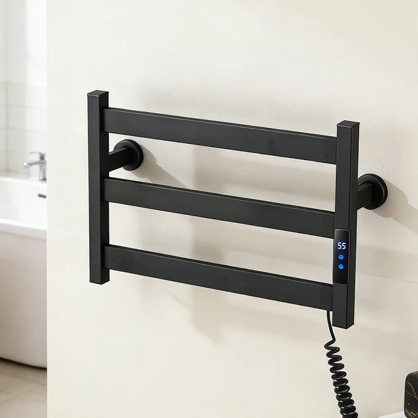 Electric Heated Towel Rack With 3 Bars Compact Warmer Multi-Level Temperature Control Space Saving Design - Image 8
