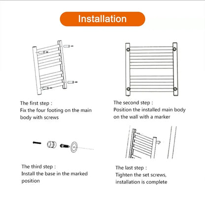 Electric Heated Towel Rail Wall Mounted With Top Storage Shelf And 5 Hooks Fast Heating - Image 4