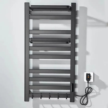 Electric Heated Towel Rail Wall Mounted With Top Storage Shelf And 5 Hooks Fast Heating - Image 2