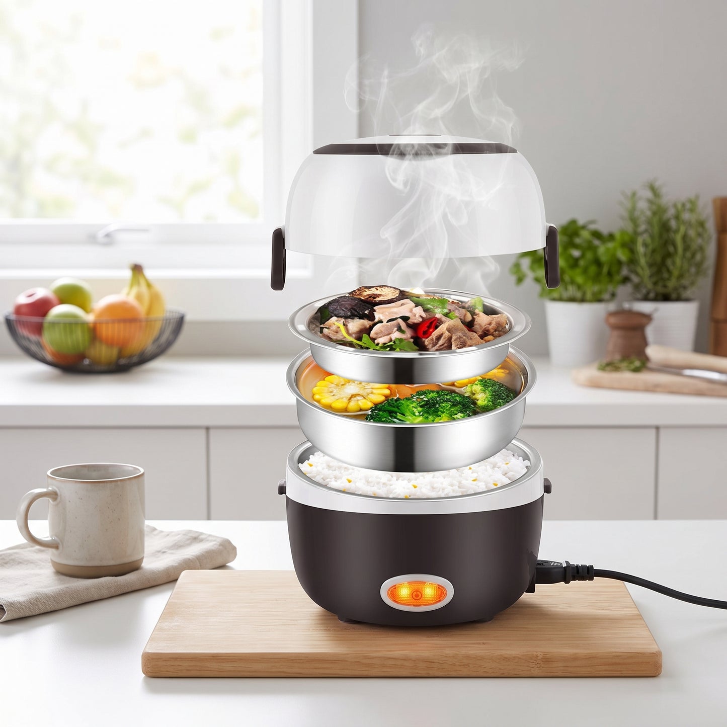 Lunch Box Electric Food Warmer Steamer Portable - hero