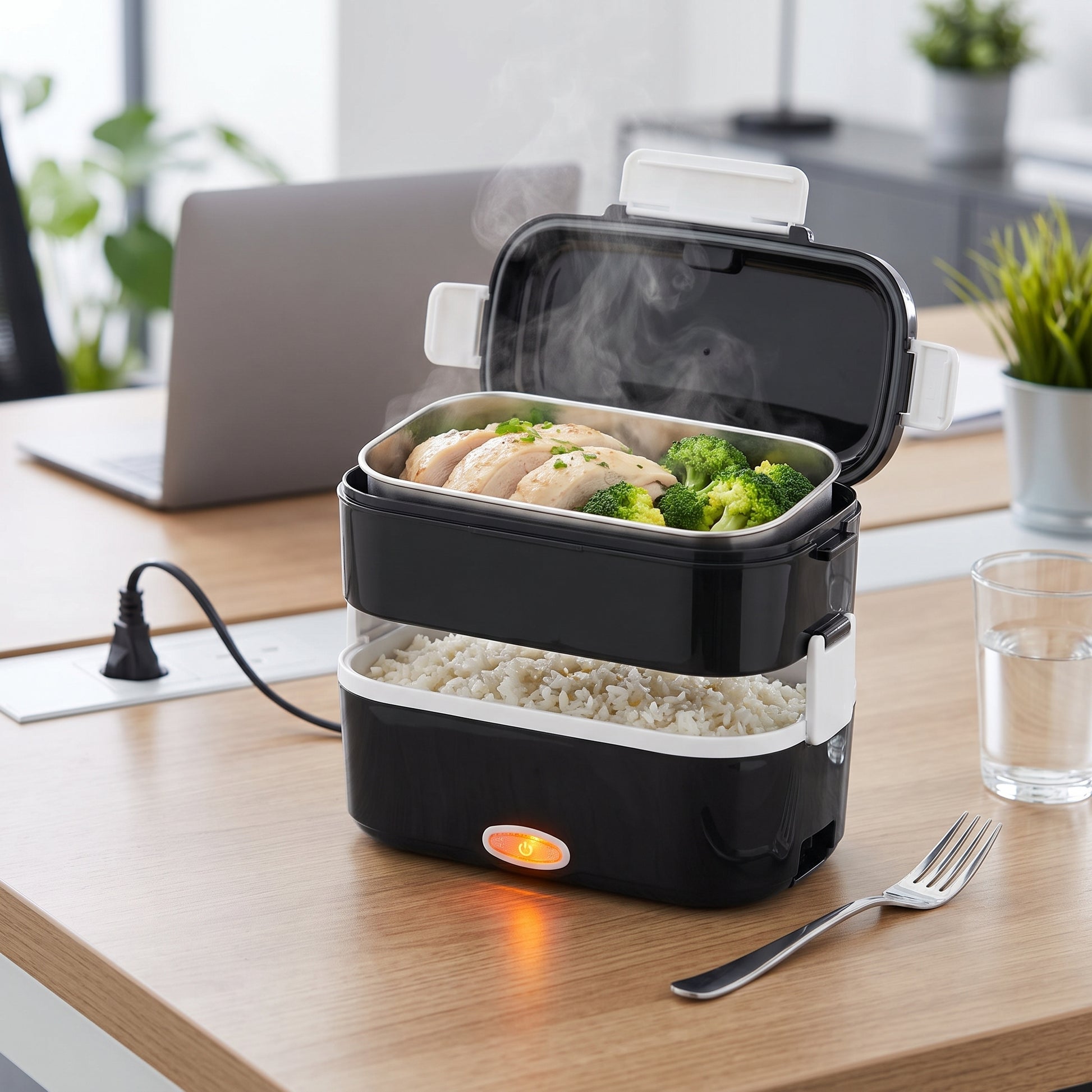 Lunch Box Electric Food Warmer Steamer Portable - in-use