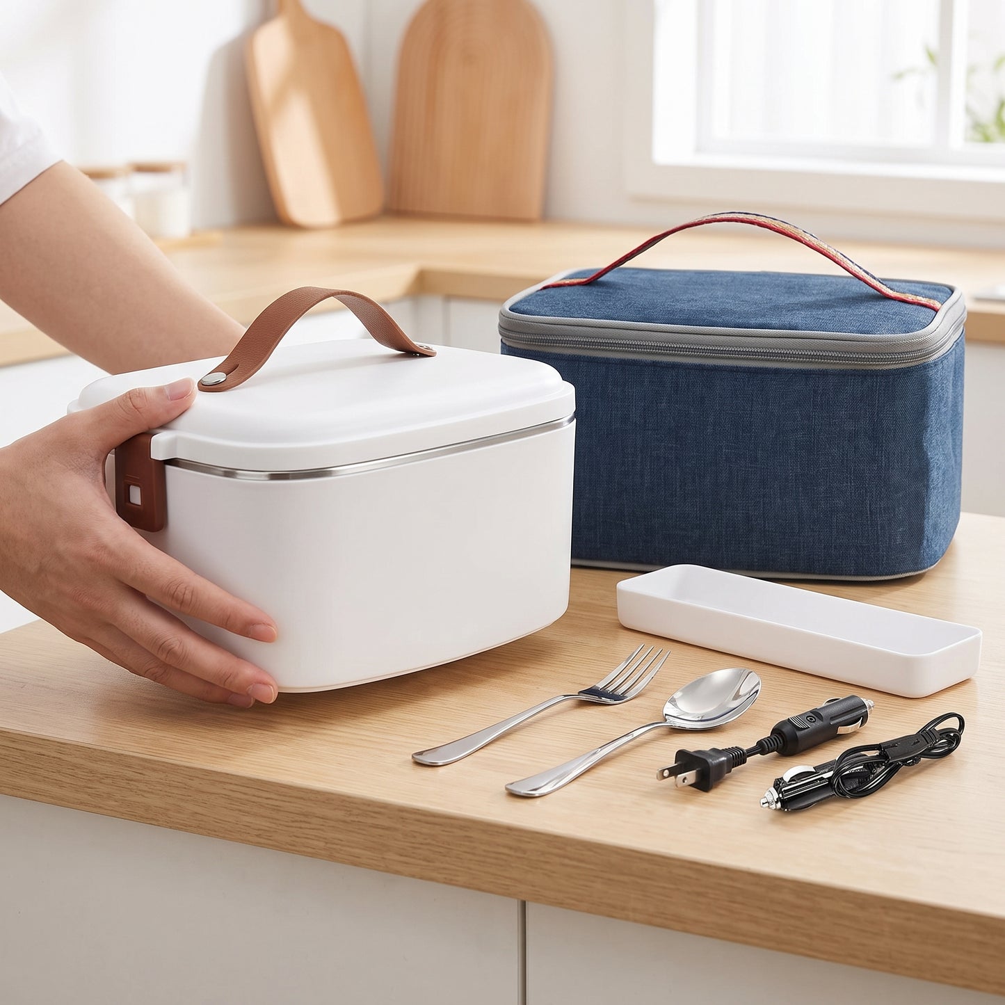 Lunch Box Electric Food Warmer Portable Heated Car Home - scale