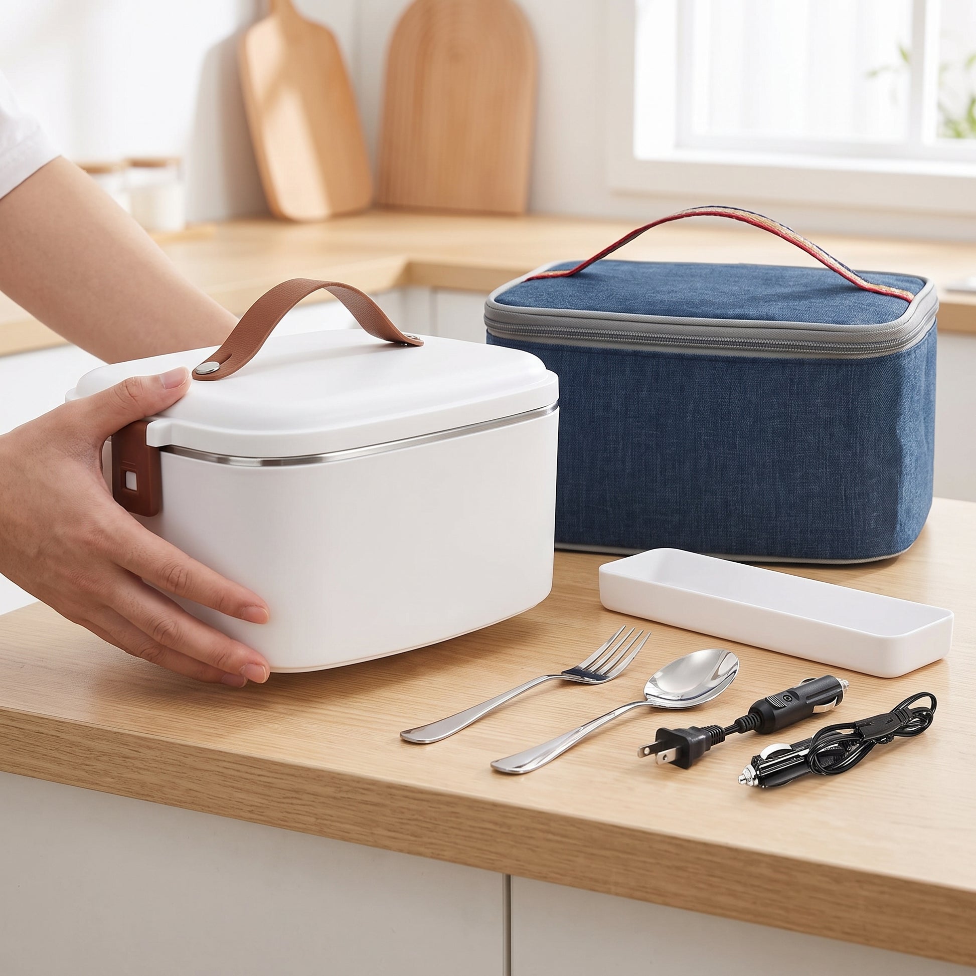 Lunch Box Electric Food Warmer Portable Heated Car Home - scale