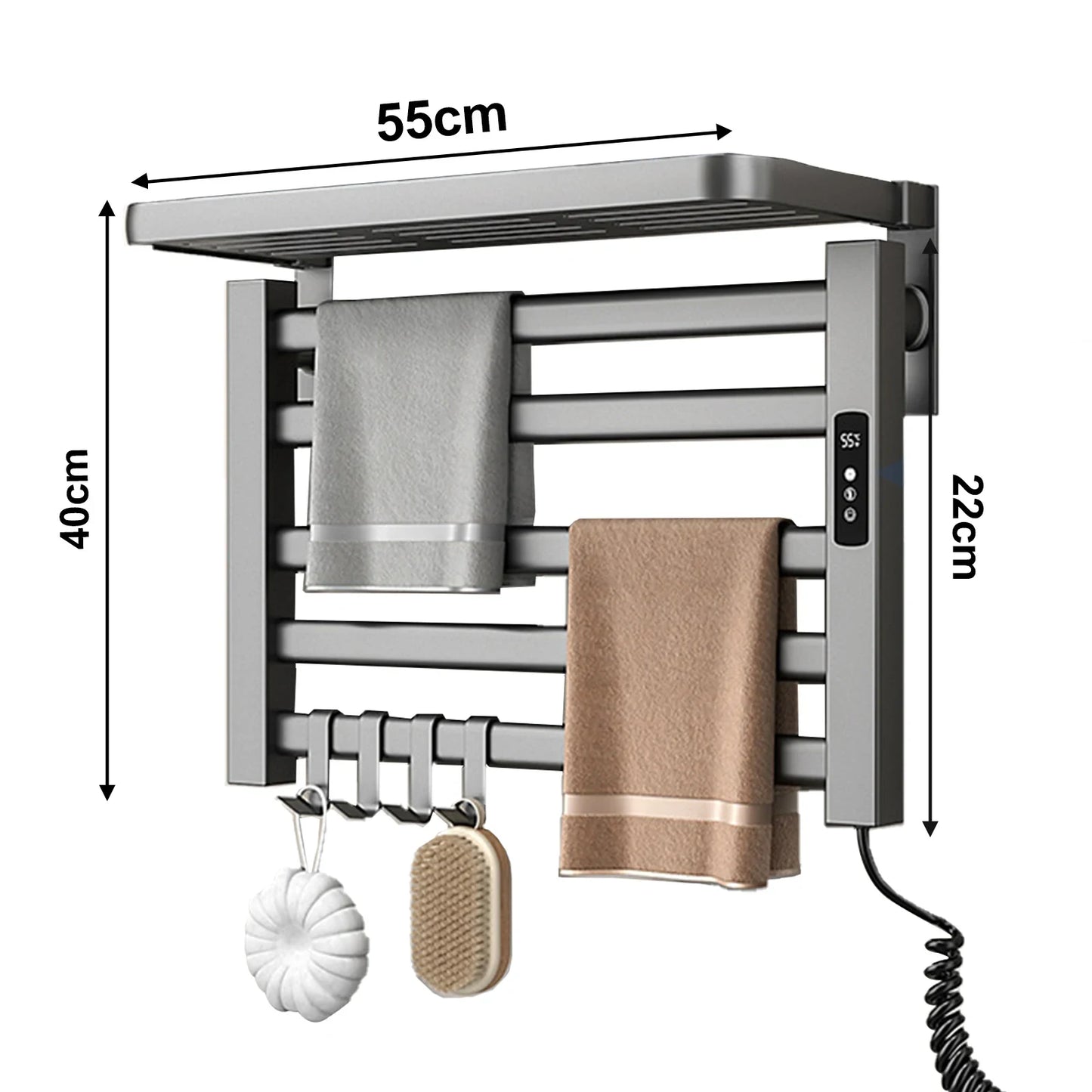 Electric Towel Rack With Digital Display And Time Control For Bathroom Heating And Drying - Image 4