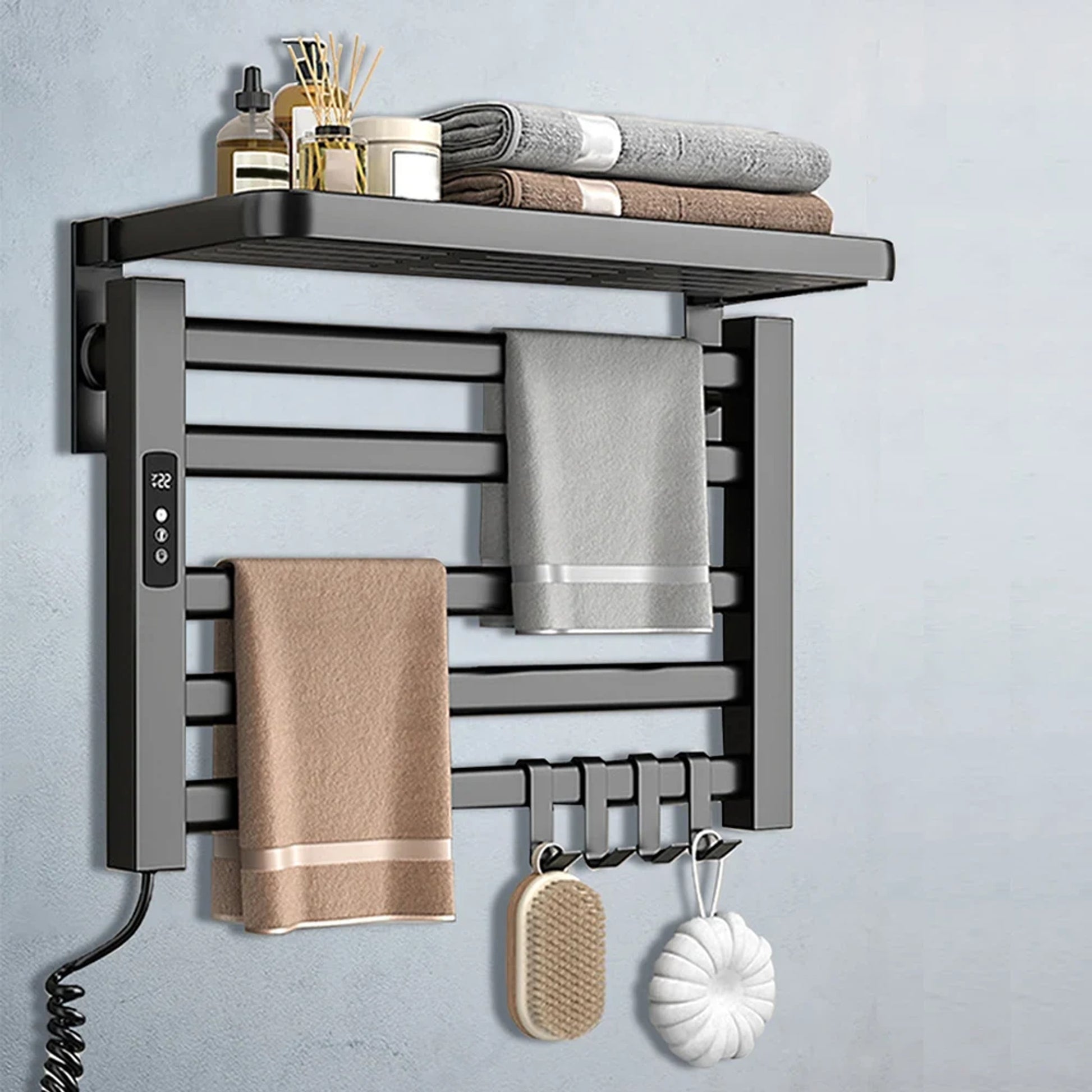 Electric Towel Rack With Digital Display And Time Control For Bathroom Heating And Drying - Image 1