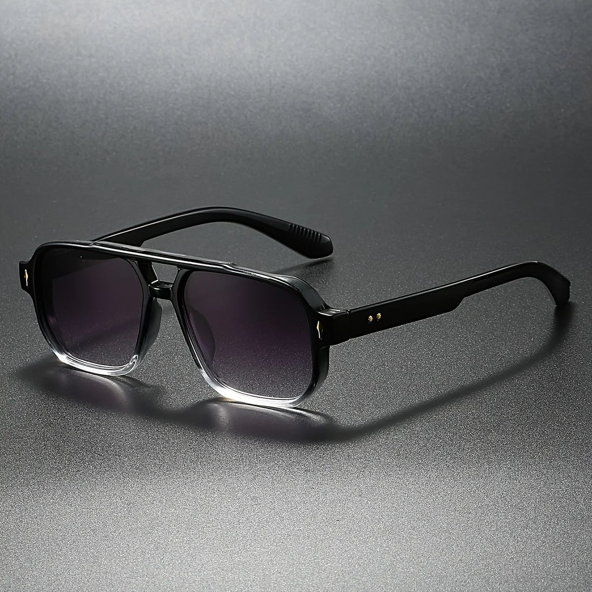 Fashion Square Sunglasses with Thick Frame and Double Bridge - Image 2