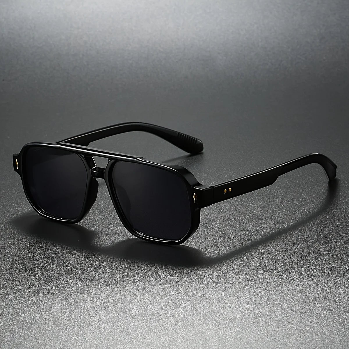 Fashion Square Sunglasses with Thick Frame and Double Bridge - Image 4